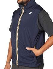 GILET UOMO K-WAY VALEN STRETCH BLU SCURO IN NYLON STRETCH CON COLLO A COSTINE