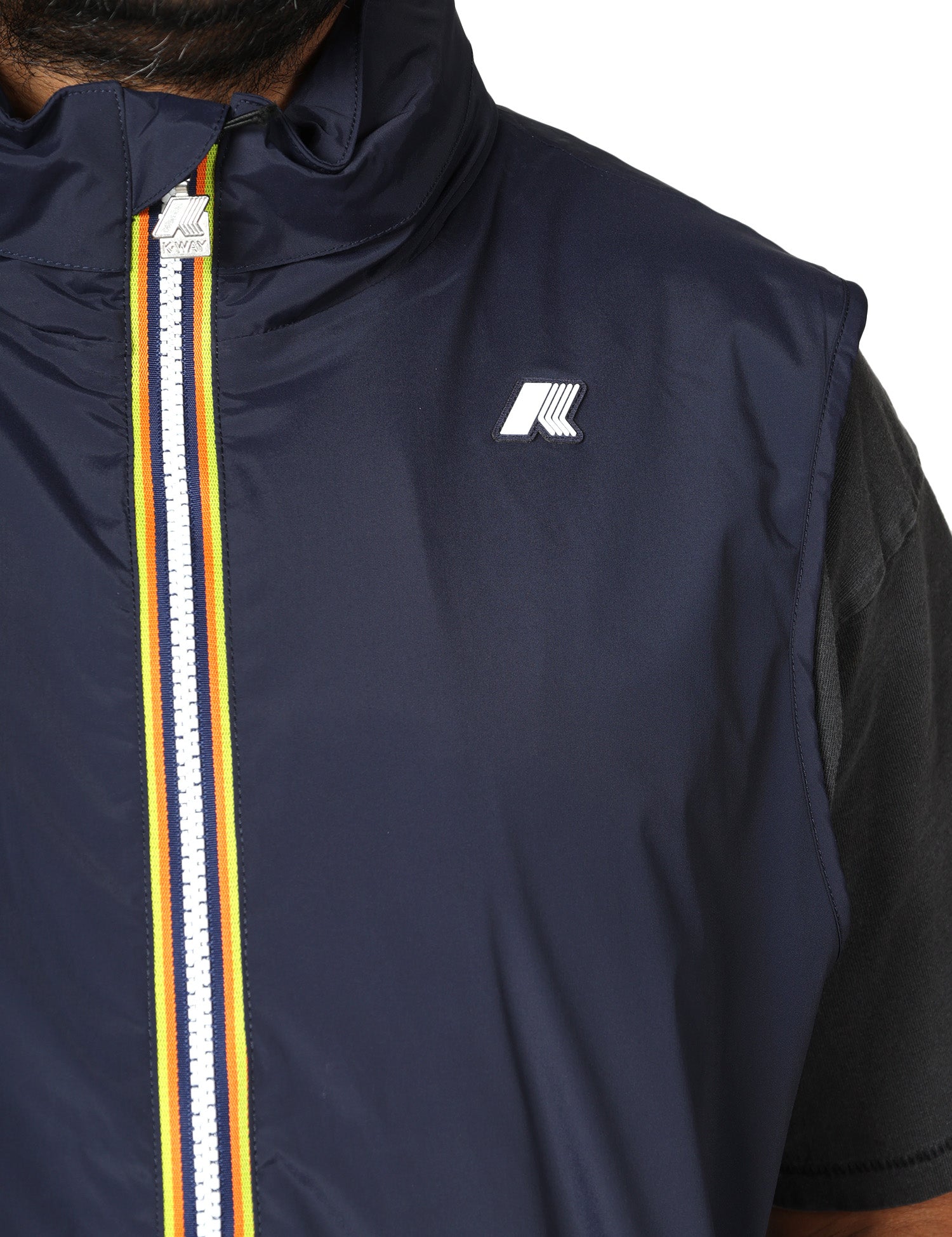 GILET UOMO K-WAY VALEN STRETCH BLU SCURO IN NYLON STRETCH CON COLLO A COSTINE