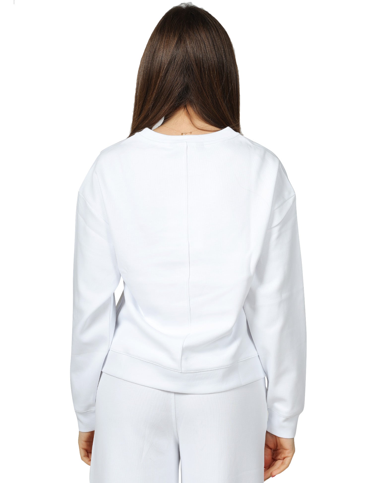 FELPA DONNA K-WAY LOIZELLE WHITE GIROCOLLO BOXY IN TESSUTO INTERLOCK