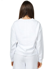 FELPA DONNA K-WAY LOIZELLE WHITE GIROCOLLO BOXY IN TESSUTO INTERLOCK
