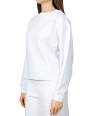 FELPA DONNA K-WAY LOIZELLE WHITE GIROCOLLO BOXY IN TESSUTO INTERLOCK