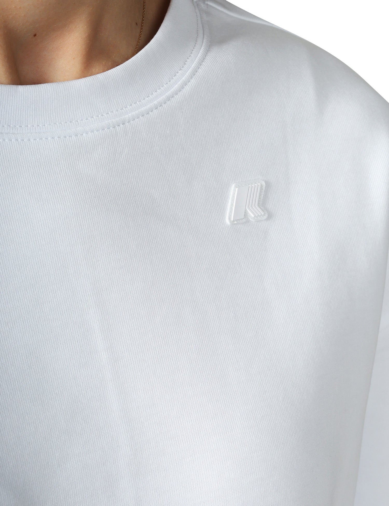 FELPA DONNA K-WAY LOIZELLE WHITE GIROCOLLO BOXY IN TESSUTO INTERLOCK