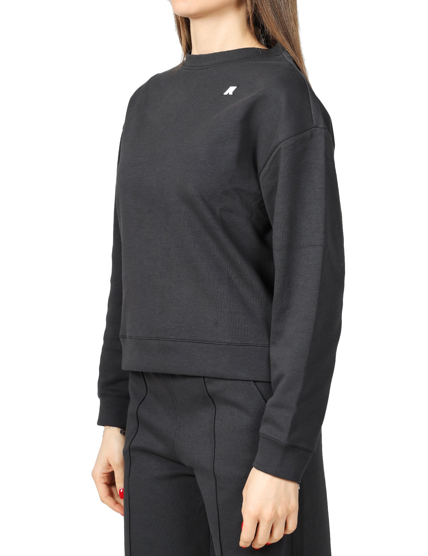 FELPA DONNA K-WAY LOIZELLE NERA GIROCOLLO IN TESSUTO INTERLOCK