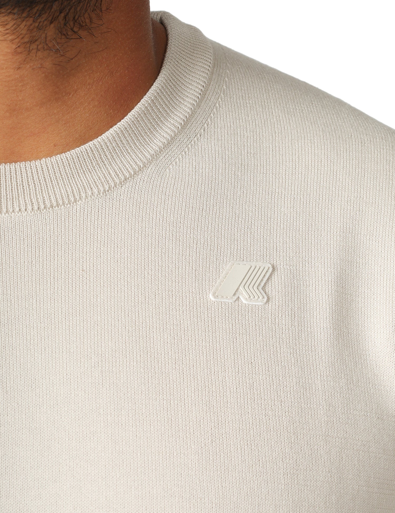 MAGLIA UOMO K-WAY SEBASTIEN BEIGE A MANICHE LUNGHE IN COTONE CON LOGO