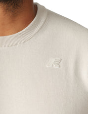 MAGLIA UOMO K-WAY SEBASTIEN BEIGE A MANICHE LUNGHE IN COTONE CON LOGO