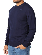 MAGLIA UOMO K-WAY SEBASTIEN BLU A MANICA LUNGA IN COTONE CON LOGO