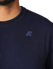 MAGLIA UOMO K-WAY SEBASTIEN BLU A MANICA LUNGA IN COTONE CON LOGO