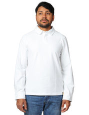 POLO UOMO K-WAY TIBERE BIANCA A MANICHE LUNGHE IN COTONE ELASTICIZZATO