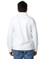 POLO UOMO K-WAY TIBERE BIANCA A MANICHE LUNGHE IN COTONE ELASTICIZZATO