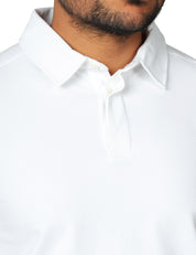 POLO UOMO K-WAY TIBERE BIANCA A MANICHE LUNGHE IN COTONE ELASTICIZZATO