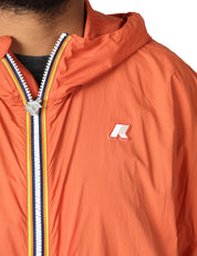 GIUBBOTTO UOMO K-WAY GAMALIEUL ORANGE IN NYLON TRASPIRANTE CON ZIP E CAPPUCCIO