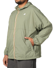 GIACCA UOMO K-WAY GAMALIEUL GREEN IN NYLON TRASPIRANTE CON ZIP E CAPPUCCIO