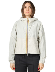 GIUBBINO DONNA K-WAY GASTONIN BEIGE IN NYLON LEGGERO CON ZIP E CAPPUCCIO