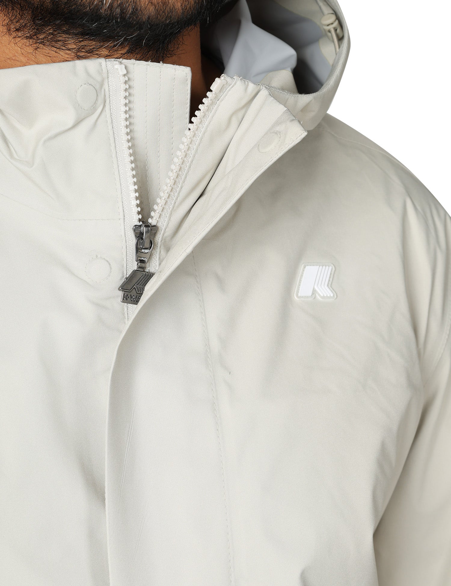 GIACCA UOMO K-WAY JACKO STRETCH BEIGE IN TESSUTO TECNICO STRETCH CON ZIP E CAPPUCCIO