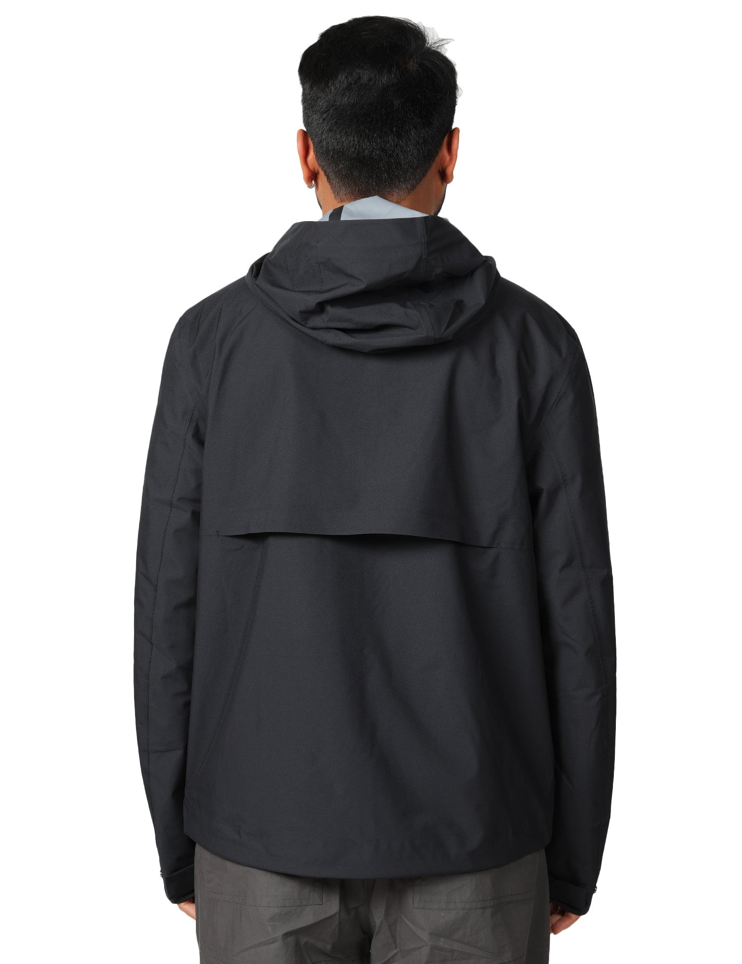 GIUBBINO UOMO K-WAY JACKO STRETCH NERO IN TESSUTO TECNICO STRETCH CON ZIP E CAPPUCCIO