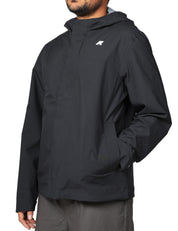 GIUBBINO UOMO K-WAY JACKO STRETCH NERO IN TESSUTO TECNICO STRETCH CON ZIP E CAPPUCCIO