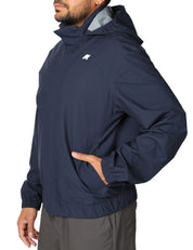 GIACCA UOMO K-WAY AURENE BLU SCURO IN TESSUTO TECNICO STRETCH CON ZIP E CAPPUCCIO STACCABILE