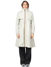 TRENCH DONNA K-WAY AUBE MEMORY BEIGE CON COLLO ALTO E FINITURA LISCIA GOMMATA