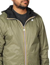 GIUBBOTTO UOMO K-WAY JAKE BLACK/GREEN REVERSIBILE IN DOPPIO TESSUTO CON CAPPUCCIO E ZIP