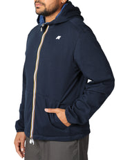 GIUBBOTTO UOMO K-WAY JAKE BLU SCURO REVERSIBILE CON ZIP E CAPPUCCIO
