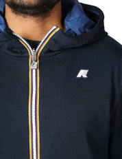GIUBBOTTO UOMO K-WAY JAKE BLU SCURO REVERSIBILE CON ZIP E CAPPUCCIO