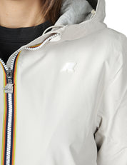 GIACCA DONNA K-WAY MARGUERITE BEIGE CON ZIP, CAPPUCCIO E SPALMATURA IMPERMEABILE