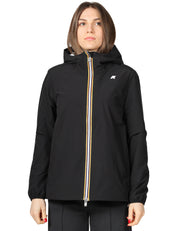 GIACCA DONNA K-WAY MARGUERITE NERO CON ZIP, CAPPUCCIO E SPALMATURA IMPERMEABILE