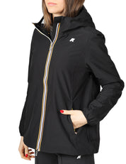 GIACCA DONNA K-WAY MARGUERITE NERO CON ZIP, CAPPUCCIO E SPALMATURA IMPERMEABILE