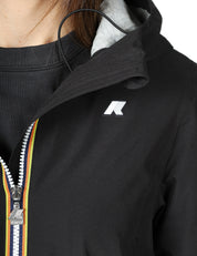 GIACCA DONNA K-WAY MARGUERITE NERO CON ZIP, CAPPUCCIO E SPALMATURA IMPERMEABILE