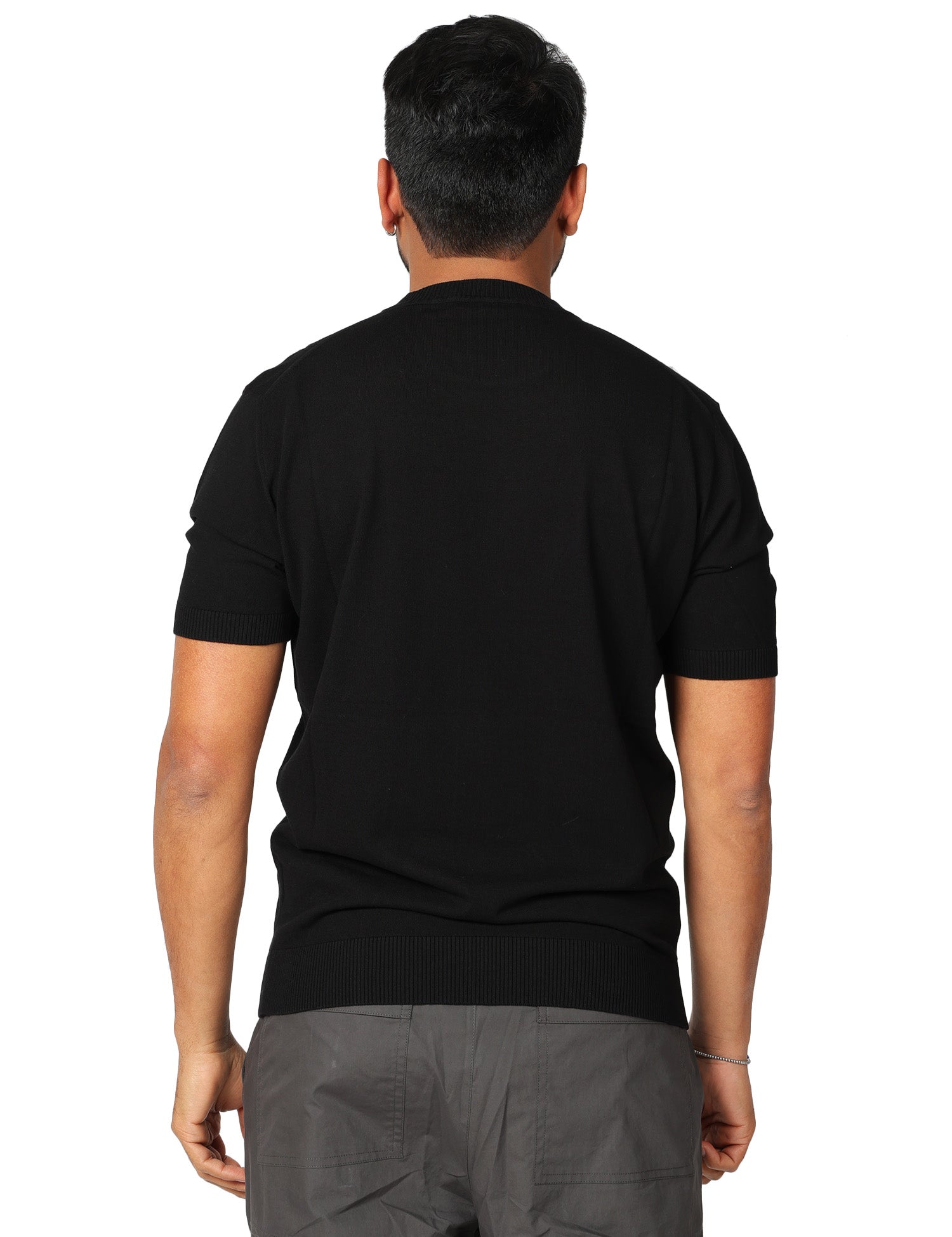 MAGLIA UOMO KANGRA NERA GIROCOLLO A COSTE LARGHE TRAFORATE 100% COTONE