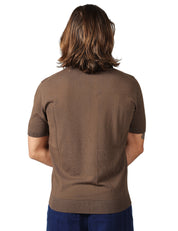 MAGLIA UOMO KANGRA CAFFè GIROCOLLO A COSTE LARGHE TRAFORATE 100% COTONE
