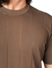 MAGLIA UOMO KANGRA CAFFè GIROCOLLO A COSTE LARGHE TRAFORATE 100% COTONE