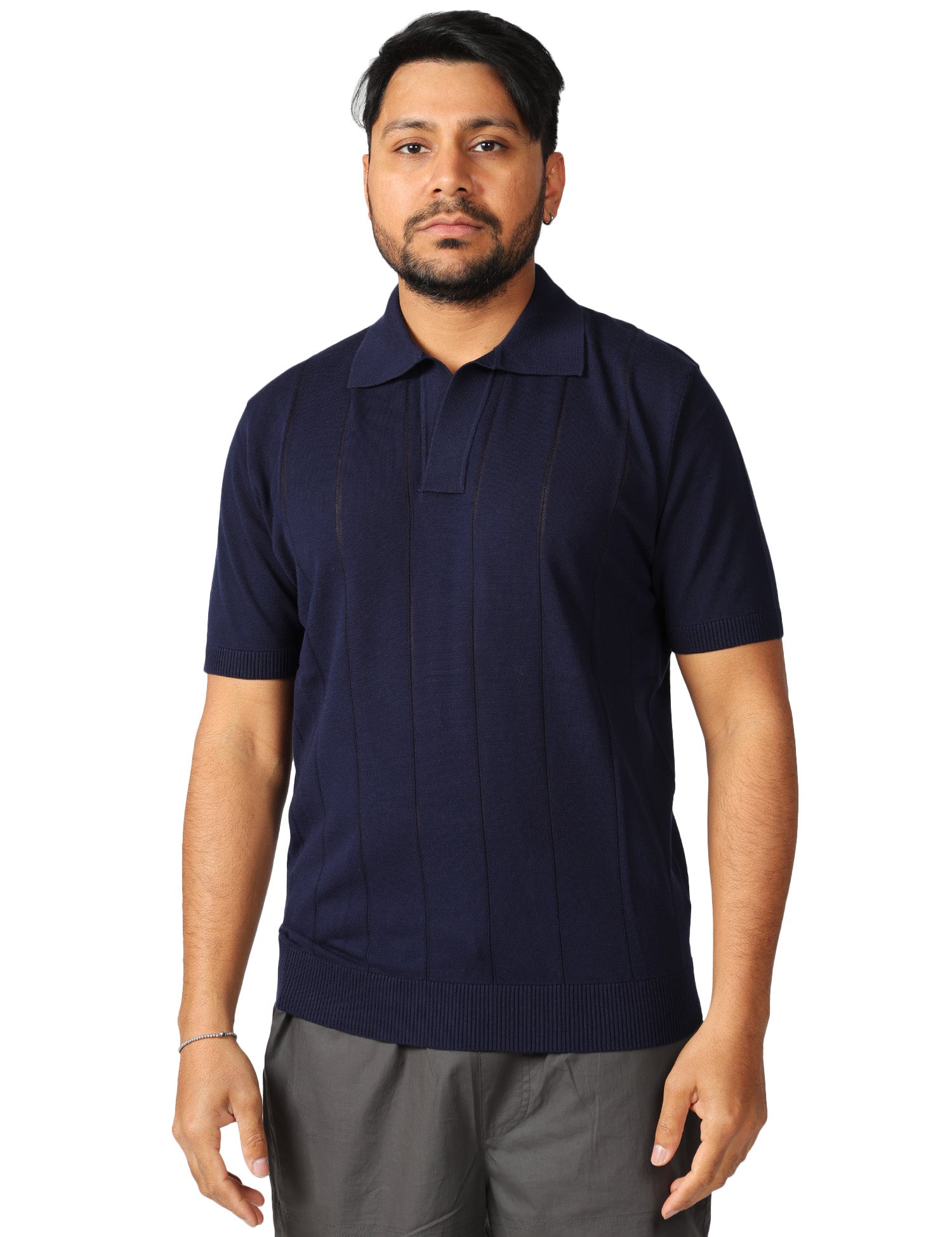 POLO UOMO KANGRA BLU A COSTE LARGHE TRAFORATE 100% COTONE