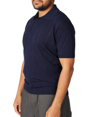 POLO UOMO KANGRA BLU A COSTE LARGHE TRAFORATE 100% COTONE