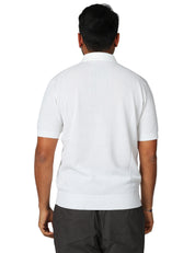 POLO UOMO KANGRA BIANCA CON ZIP E LAVORAZIONE TRECCE E COSTE 100% COTONE