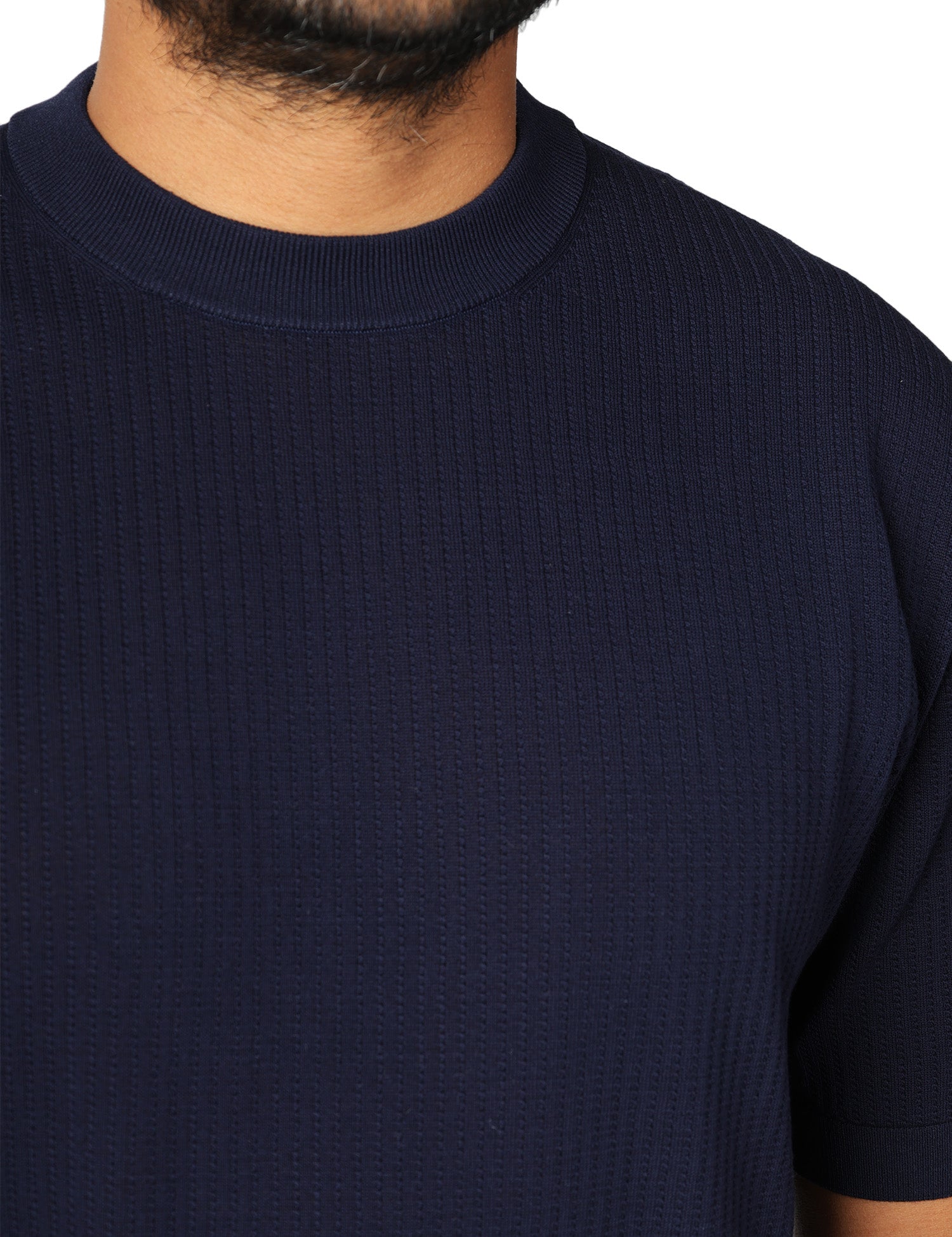 MAGLIA UOMO KANGRA BLU GIROCOLLO CON LAVORAZIONE TRECCE E COSTE 100% COTONE