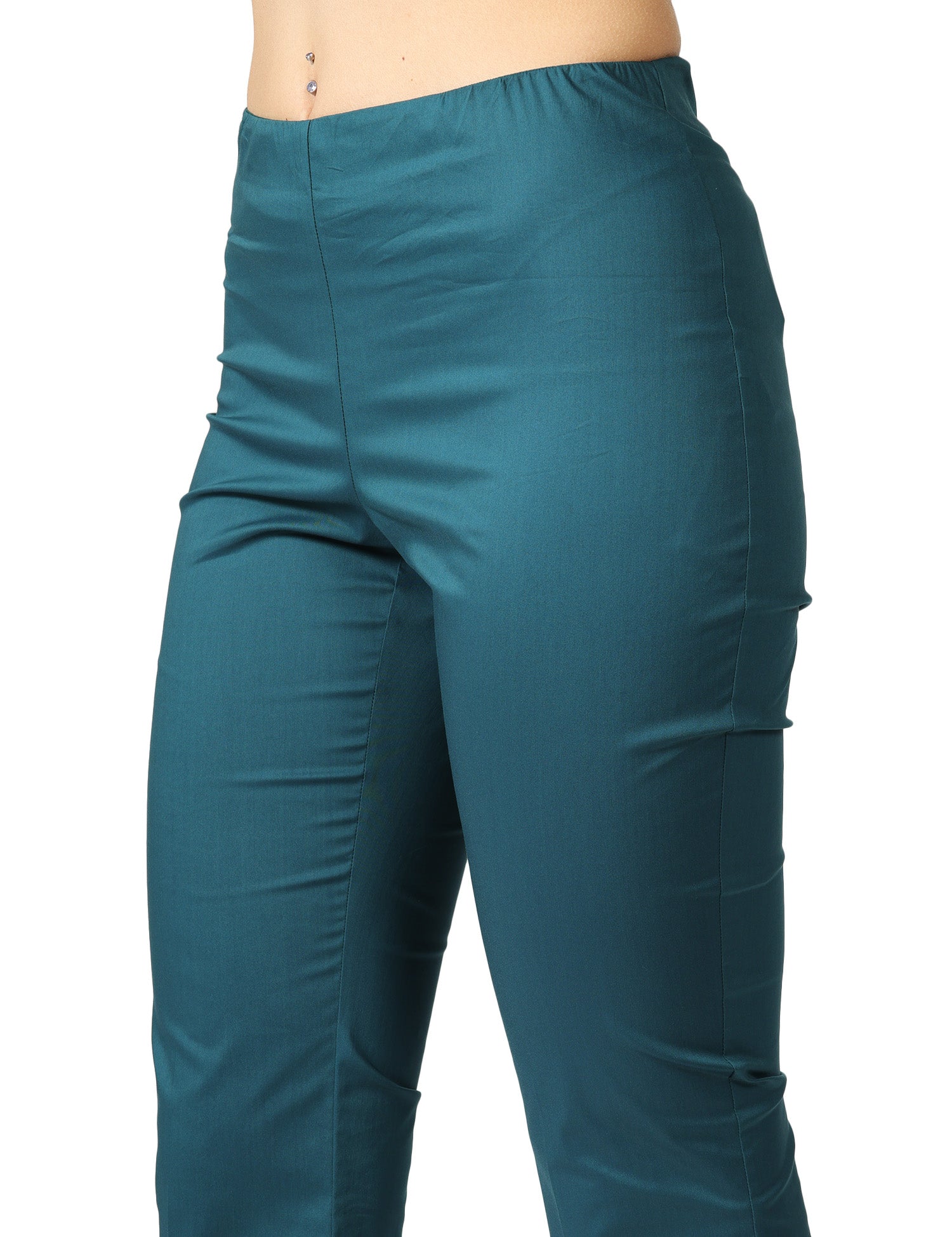 PANTALONE DONNA LIVIANA CONTI CLAUDETTE EUCALIPTO A TROMBETTA CON ELASTICO IN VITA IN MISTO VISCOSA
