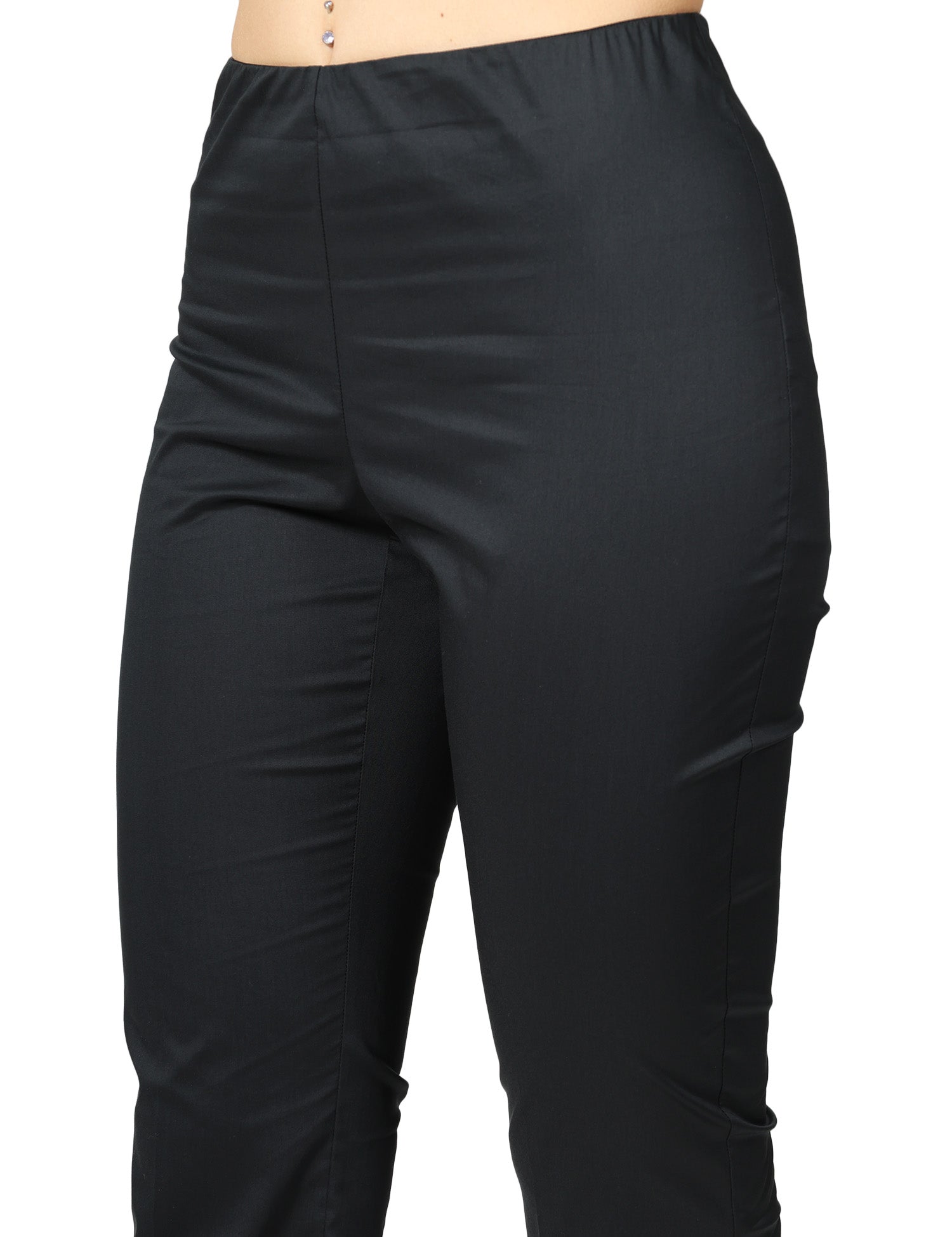 PANTALONE DONNA LIVIANA CONTI CLAUDETTE NERO A TROMBETTA CON ELASTICO IN VITA IN MISTO VISCOSA