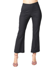 PANTALONE DONNA LIVIANA CONTI CLAUDETTE NERO A TROMBETTA IN TELA DI COTONE CON ELASTICO IN VITA