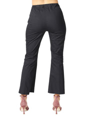 PANTALONE DONNA LIVIANA CONTI CLAUDETTE NERO A TROMBETTA IN TELA DI COTONE CON ELASTICO IN VITA