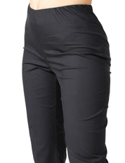 PANTALONE DONNA LIVIANA CONTI CLAUDETTE NERO A TROMBETTA IN TELA DI COTONE CON ELASTICO IN VITA