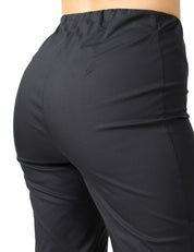 PANTALONE DONNA LIVIANA CONTI CLAUDETTE NERO A TROMBETTA IN TELA DI COTONE CON ELASTICO IN VITA