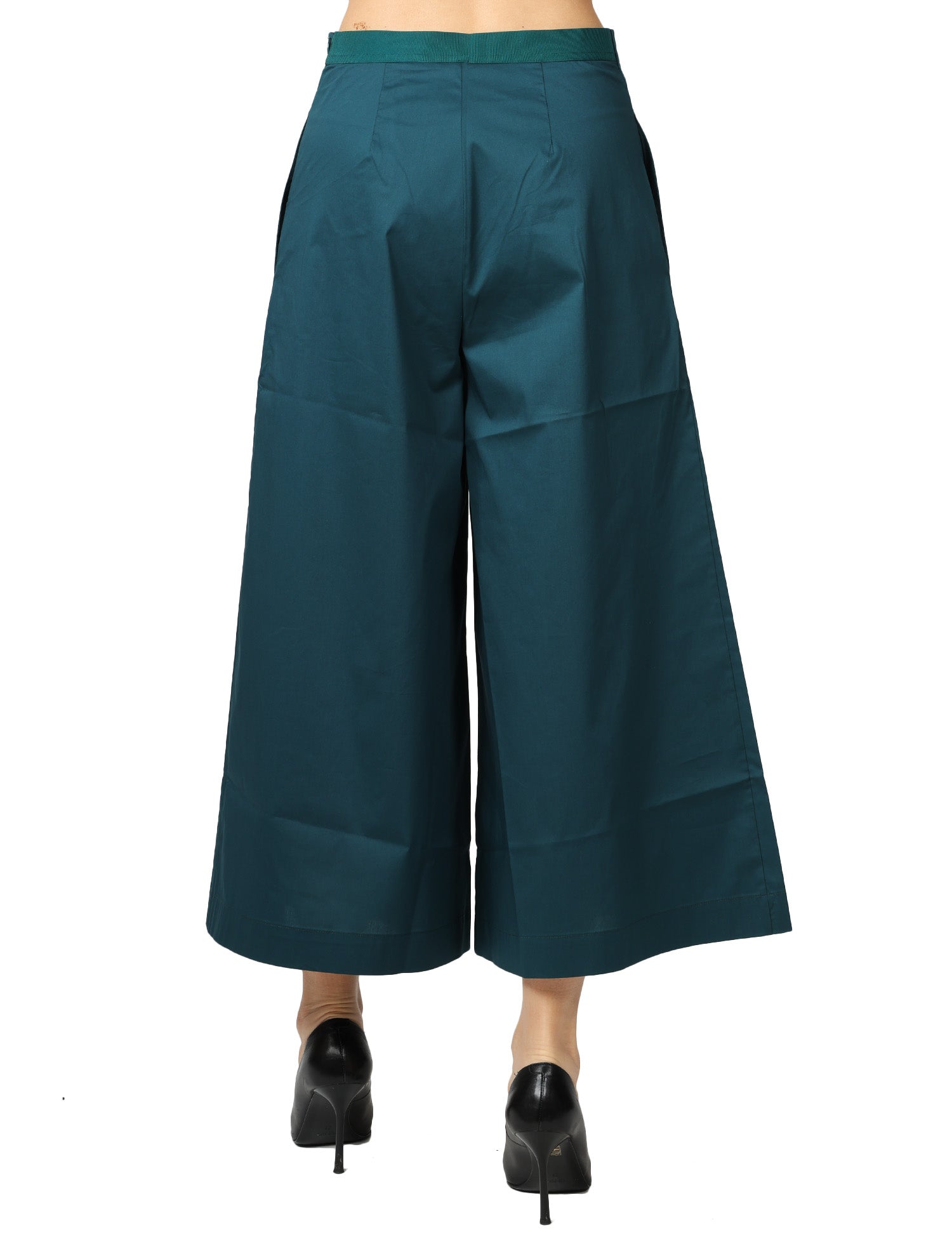 PANTALONE DONNA LIVIANA CONTI MARYLIN EUCALIPTO TAGLIO CROP AMPIO IN COTONE