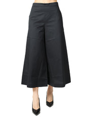 PANTALONE DONNA LIVIANA CONTI MARYLIN NERO IN COTONE TAGLIO CROP AMPIO