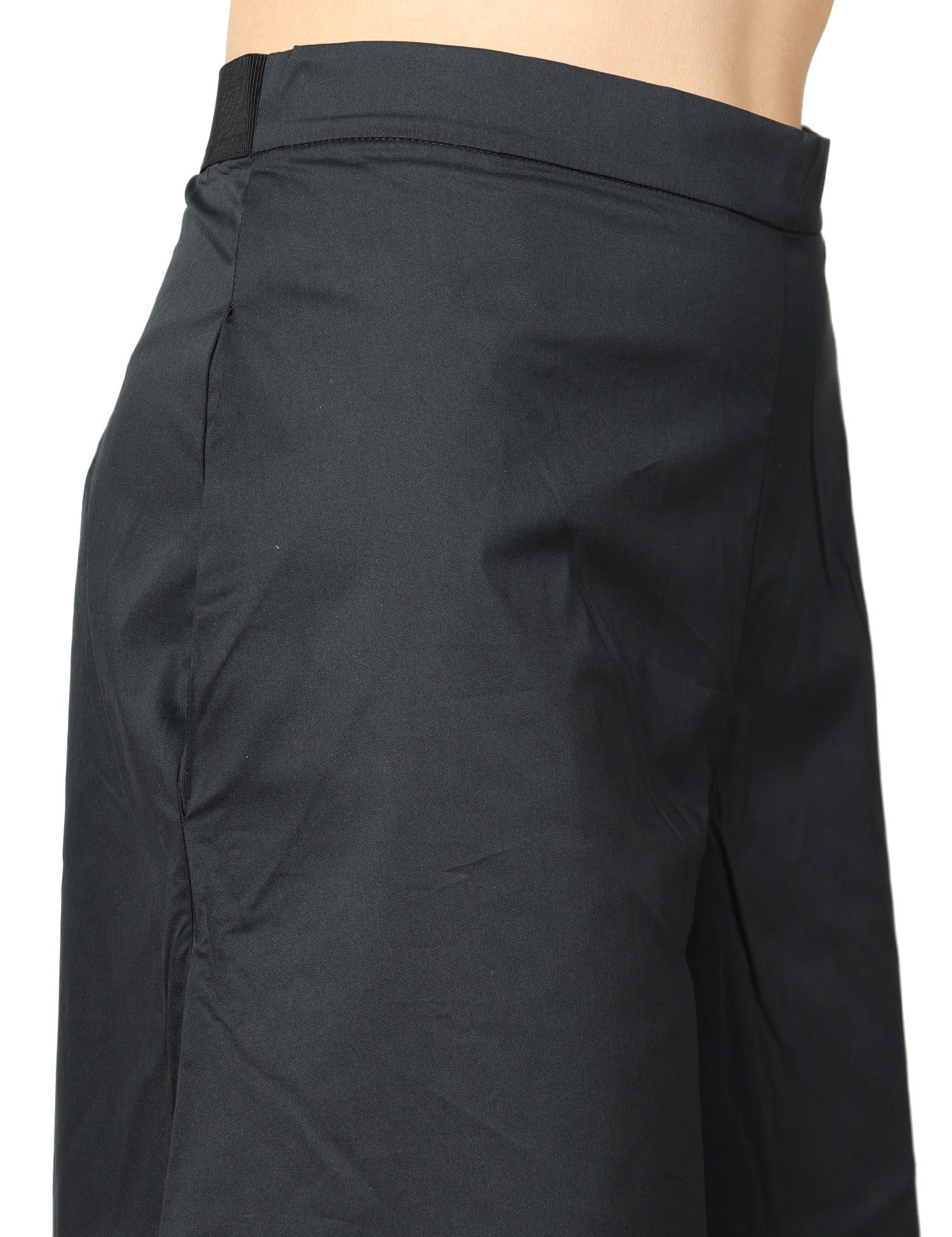 PANTALONE DONNA LIVIANA CONTI MARYLIN NERO IN COTONE TAGLIO CROP AMPIO