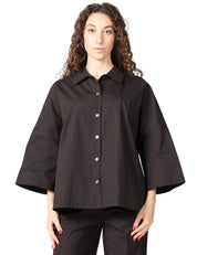 CAMICIA DONNA LIVIANA CONTI FLORA FONDENTE IN POPELINE CON MANICHE AMPIE