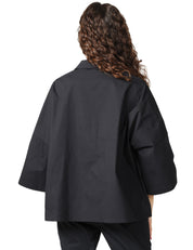 CAMICIA DONNA LIVIANA CONTI FLORA NERA IN POPELINE CON MANICHE AMPIE