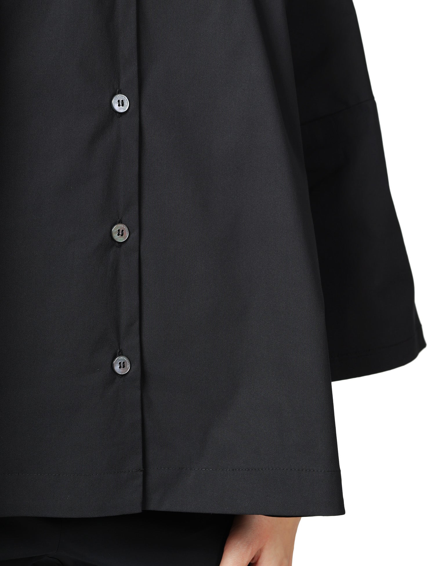 CAMICIA DONNA LIVIANA CONTI FLORA NERA IN POPELINE CON MANICHE AMPIE