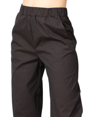 PANTALONE DONNA LIVIANA CONTI JULIAN FONDENTE IN POPELINE CON ELASTICO IN VITA E GAMBA DRITTA