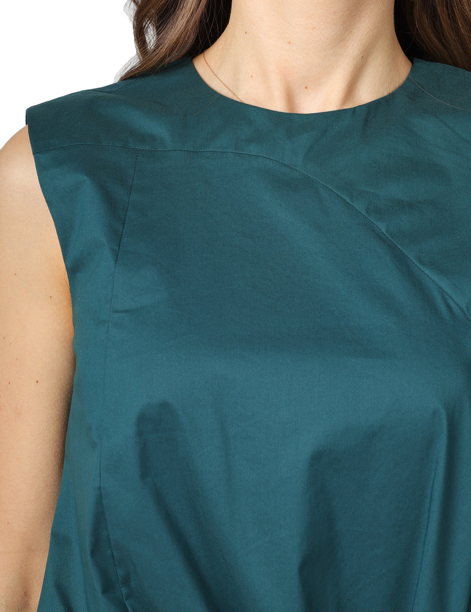 TOP LIVIANA CONTI GWEN EUCALIPTO SMANICATO IN POPELINE STRETCH CON NODO DAVANTI